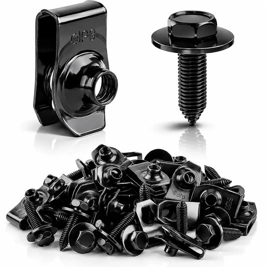 ⚙️1/4'' Body Bolts & U-Nut Clips Kit, Universal Automotive Fender Bumper Splash Shield Fastener Retainer Set