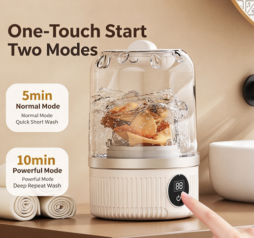 ✈️ Travel Mini Laundry Washer Cup, USB‑C Rechargeable for Dorm & Apartment🧺
