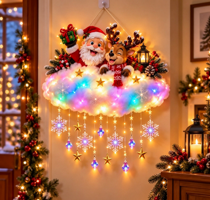 🪽✨ Angelic Christmas Snowfall Cloud – Lighted Hanging Holiday Decor☁️
