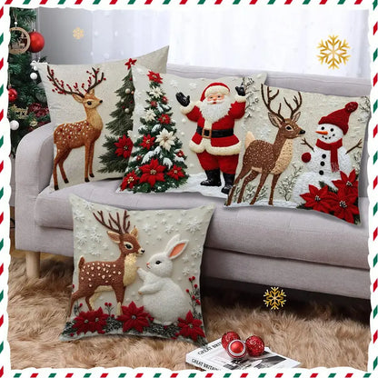 🎄Set of 4 Neutral Square Christmas Decorative Throw Pillows