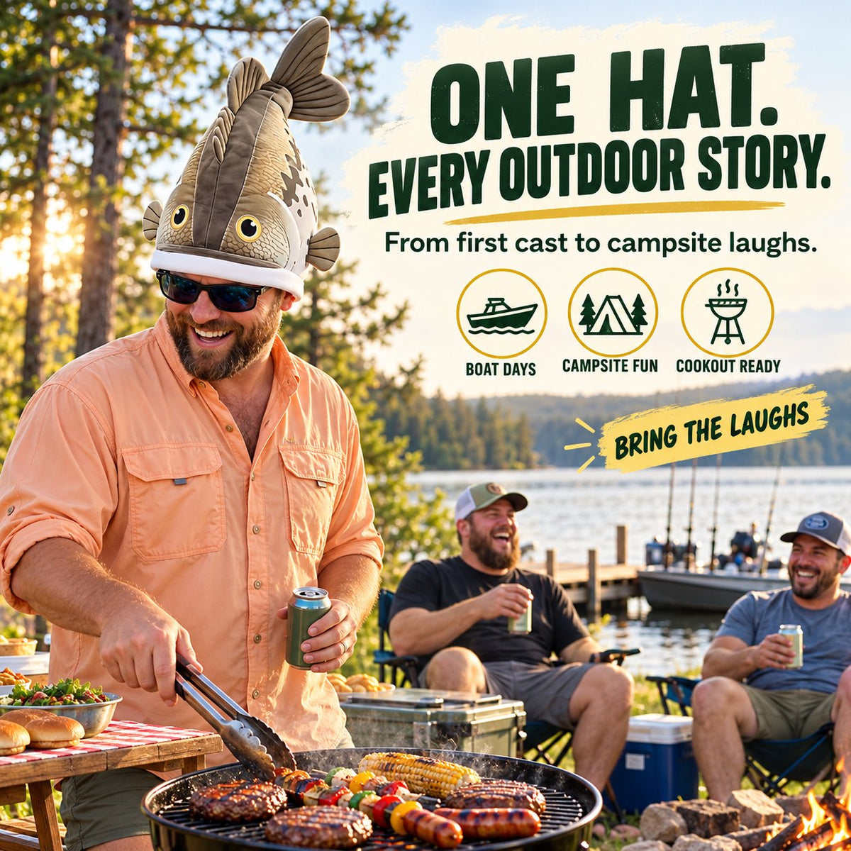 🔥Last day 49% OFF🐟 Funny 3D Fish Hat — Funny Fishing Gift for Anglers, Lake Days & Parties