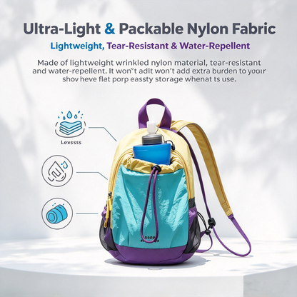 🎒Lightweight Color Block Mini Backpack | Water Resistant, Adjustable Straps for Outdoor Travel🚴