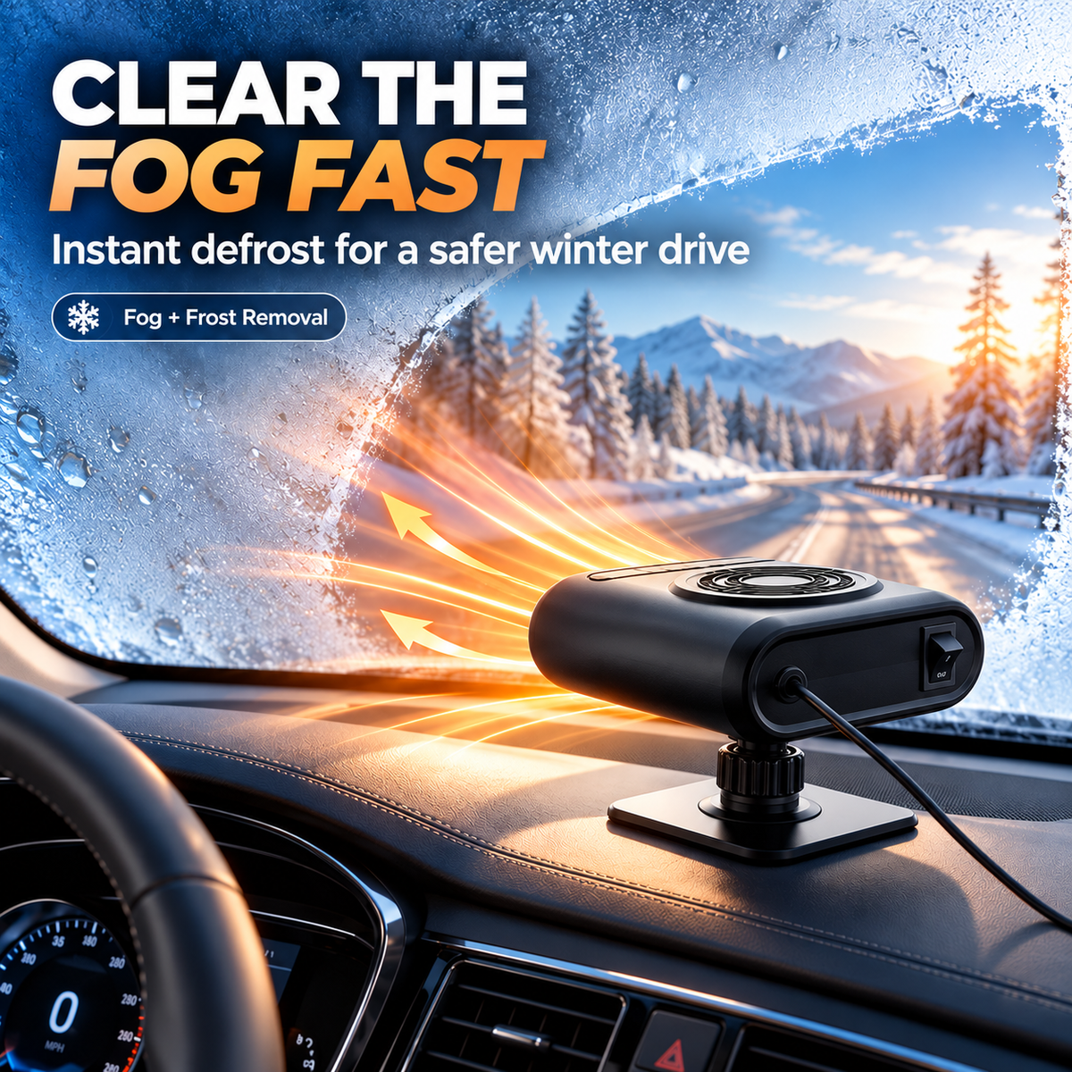 🔥 360° Portable Car Heater & Rapid Windshield Defroster