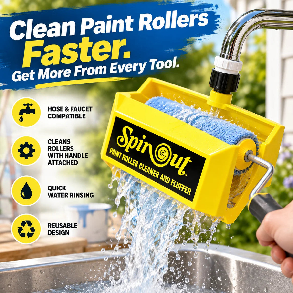 🎁Paint Roller Cleaner with Hose & Faucet Adapter