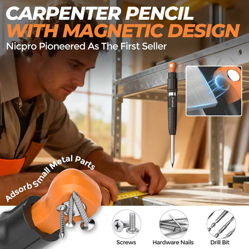 🛠️ Carpenter Pencil Set – 2.8mm Mechanical Marking Pencil with Refills