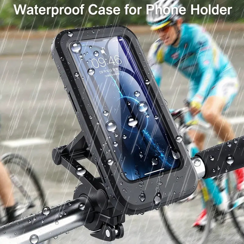 🚴 Waterproof Bike Phone Mount – 360° Rotating Shockproof Handlebar Holder for 4–6.7' Phones
