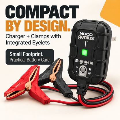 GENIUS1 charger and clamps with integrated eyelets