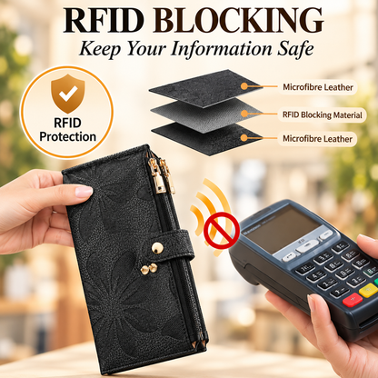Women's RFID Blocking Leather Wallet – Slim Bifold Wallet