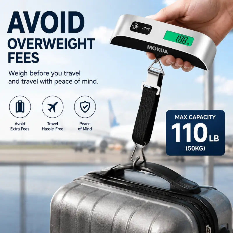 ✈️ TRAVEL SPECIAL: Digital Luggage Scale – 110lb/50kg Capacity, Backlit Display & Portable Design for Smarter Packing 🧳✨