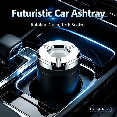 Rotating Sealed Lid Car Ashtray Odor Resistant Auto Cigarette Ashtray Fits Vehicle Cup Holder