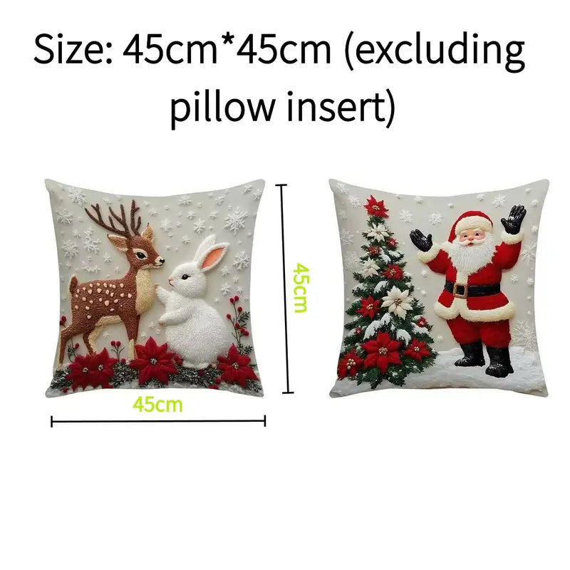 🎄Set of 4 Neutral Square Christmas Decorative Throw Pillows