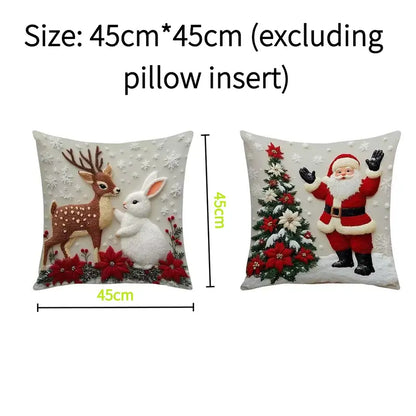 🎄Set of 4 Neutral Square Christmas Decorative Throw Pillows