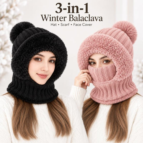 Girls' 3-in-1 Fleece Winter Balaclava – Warm Hat, Scarf & Face Cover