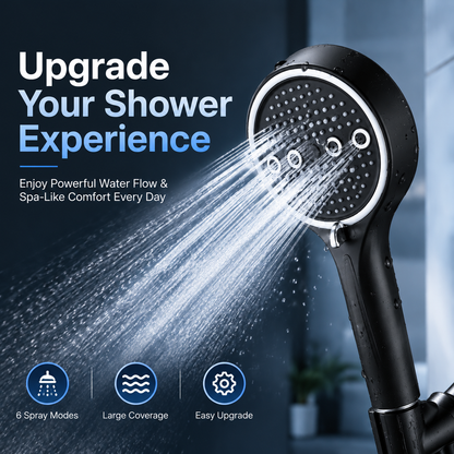 🚿 High Pressure 6-Mode Handheld Shower Head | Spa-Like Bathroom Upgrade With Powerful Water Flow