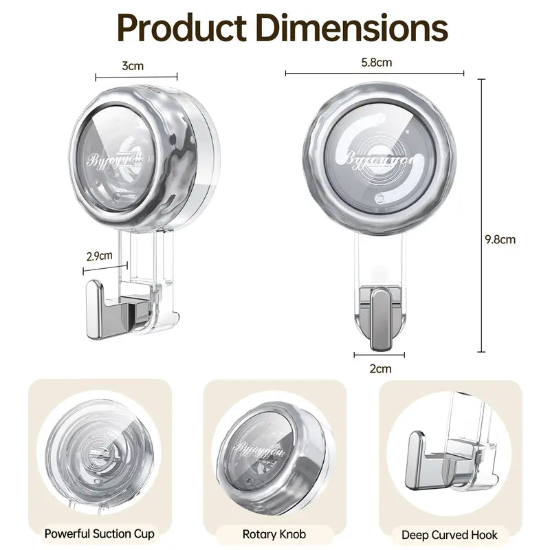 ABS Reusable Suction Hooks & Rails - No Nails No Holes, No Tools/Drill Required