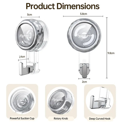 ABS Reusable Suction Hooks & Rails - No Nails No Holes, No Tools/Drill Required