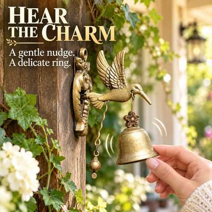 🔔 Vintage Hummingbird Doorbell – Antique Brass Hanging Bell for Home & Garden