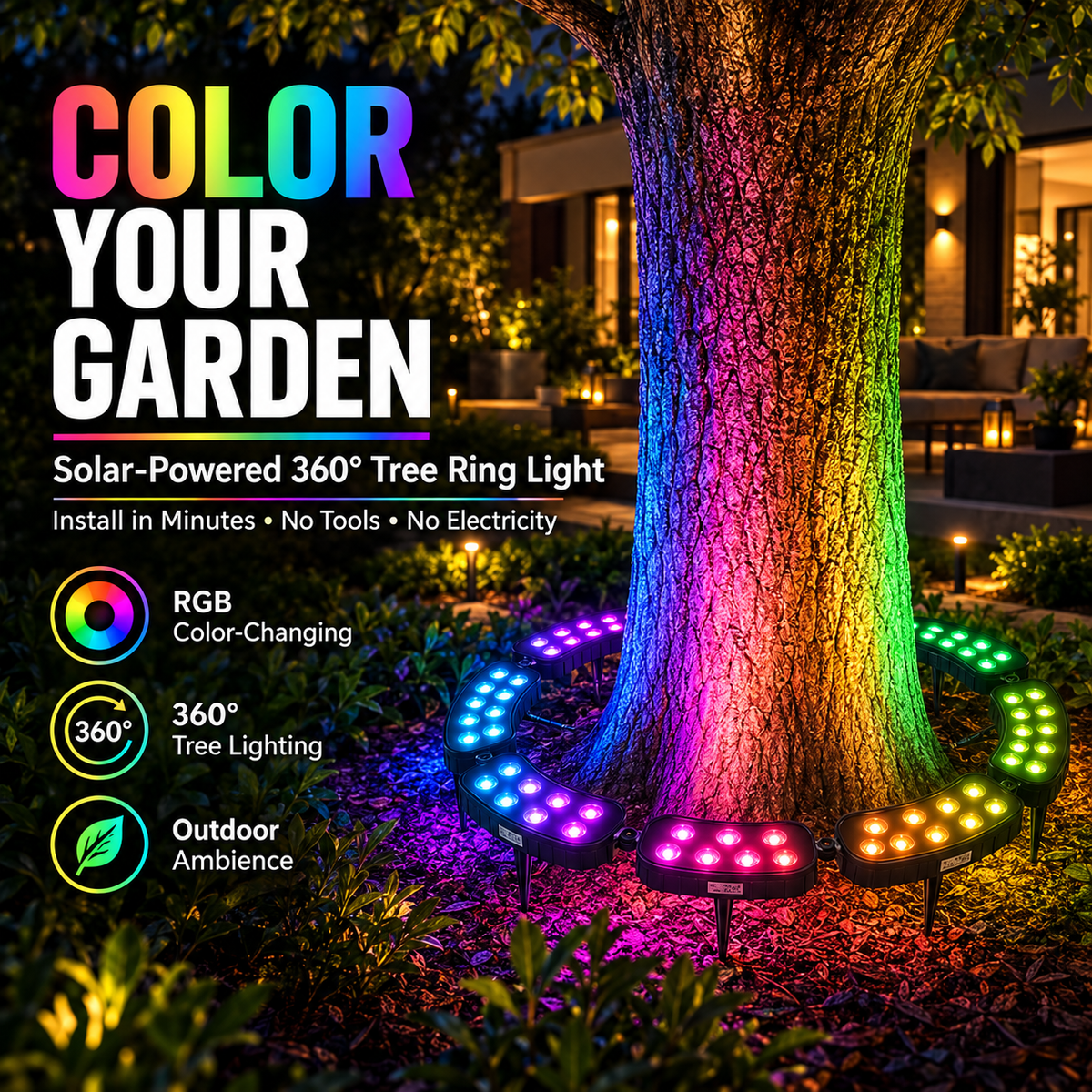 🌳✨One Tree. Endless Colors. – Solar RGB Landscape Ring Light
