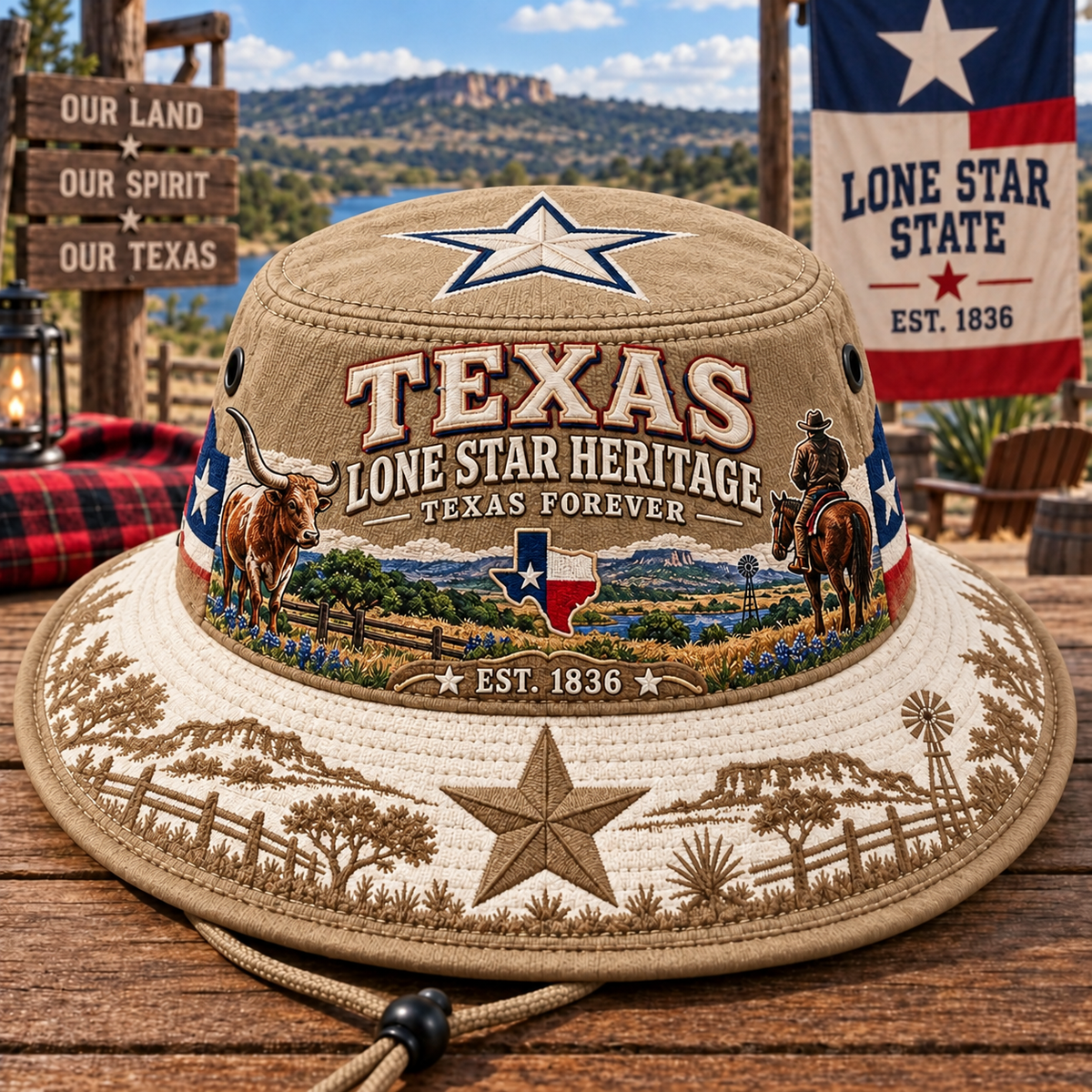 🤠⭐ Texas Lone Star Heritage Boonie Hat — Texas Forever, Est. 1836 🇺🇸