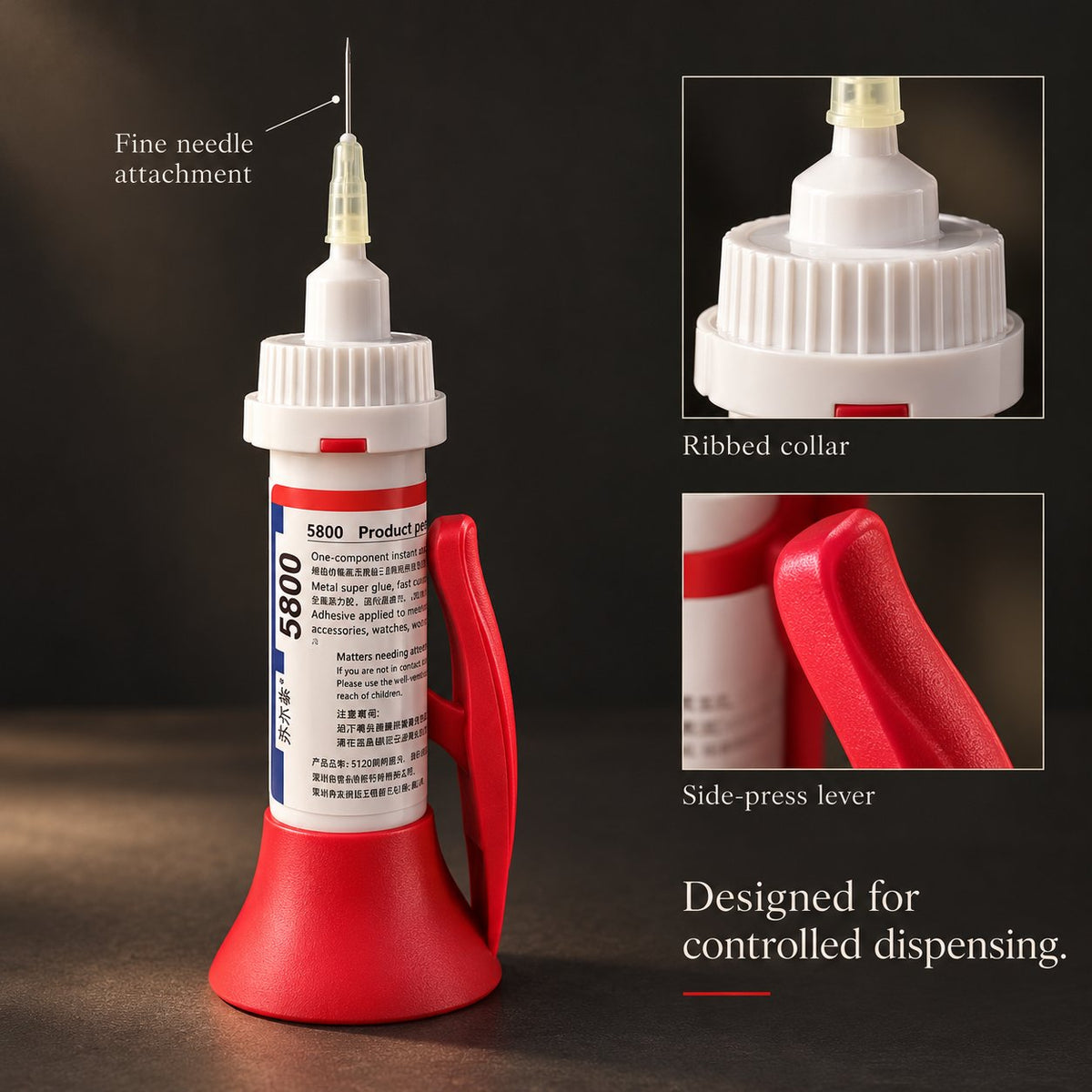 5800 Instant Adhesive with Precision Applicator & 4 Dispensing Needles – 30 mL
