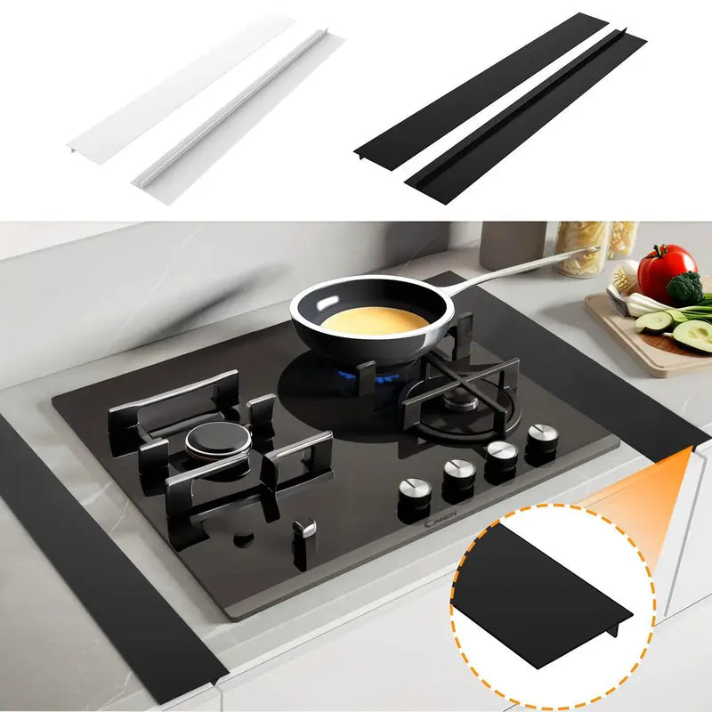 2Pcs Universal Self-Adhesive Silicone Stovetop Gap Covers