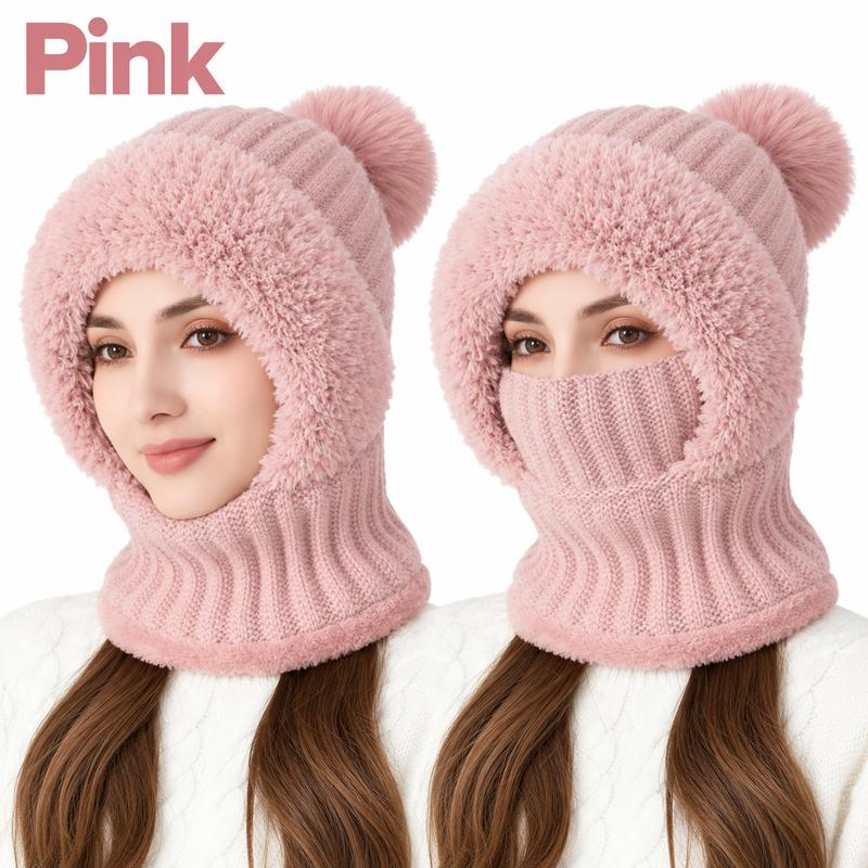 Girls' 3-in-1 Fleece Winter Balaclava – Warm Hat, Scarf & Face Cover