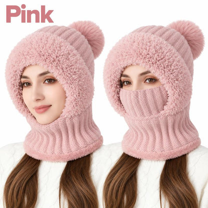 Girls' 3-in-1 Fleece Winter Balaclava – Warm Hat, Scarf & Face Cover