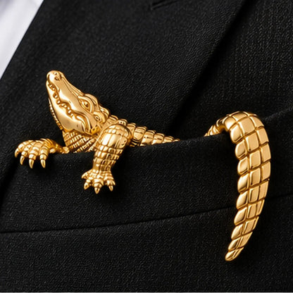 🐊✨ Luxury Sculpted Animal Brooch – Premium Statement Piece for Suits & Blazers