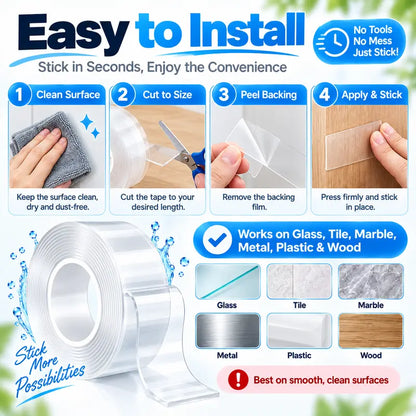 Heavy Duty(9.85FT), Nano Double Sided Adhesive Tape