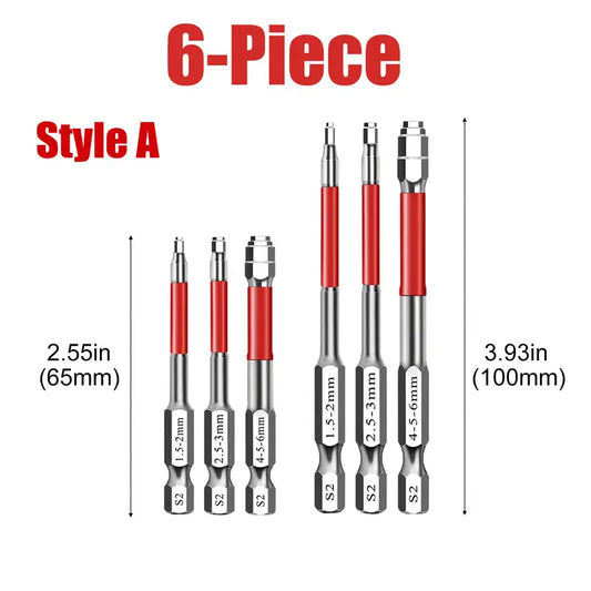 All-in-One Pagoda Hex Screwdriver Bit Set (6PCS) - Universal Magnetic Impact Bits
