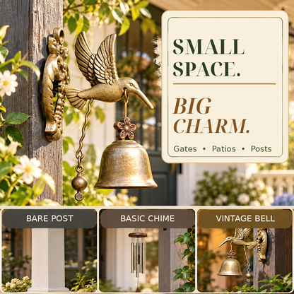 🔔 Vintage Hummingbird Doorbell – Antique Brass Hanging Bell for Home & Garden