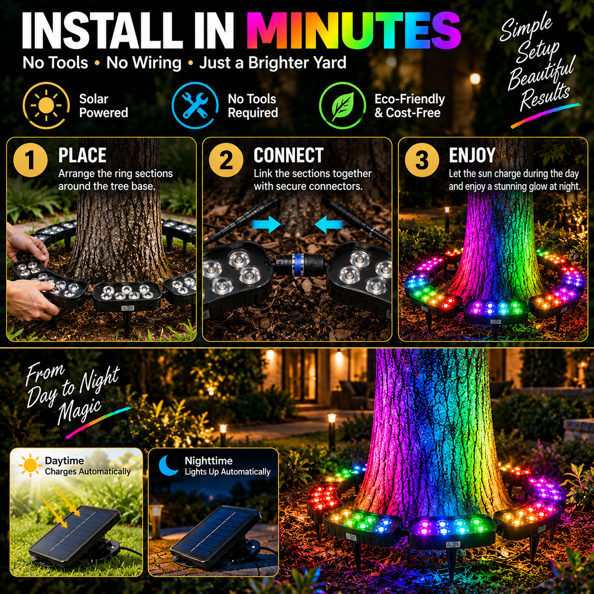 🌳✨One Tree. Endless Colors. – Solar RGB Landscape Ring Light