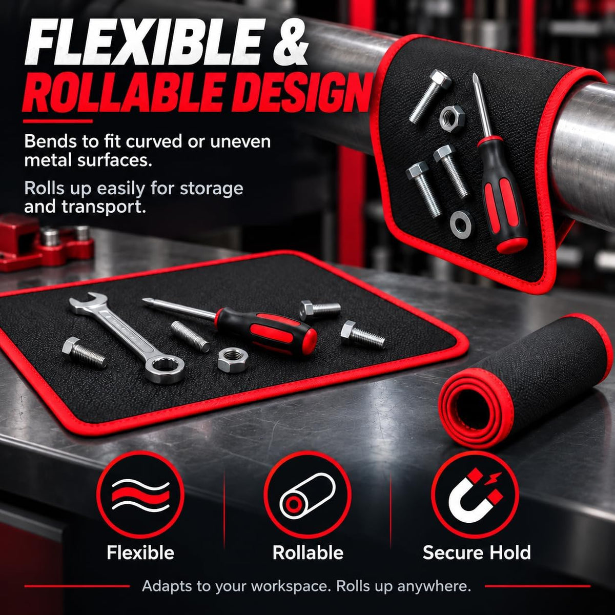 3 PCS Magnetic Tool Mat, Flexible Magnetic Tool Mat