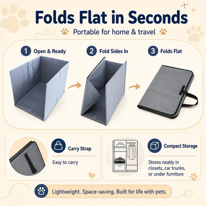 Foldable Cat Litter Box Splash Guard - Waterproof Oxford Fabric Enclosure