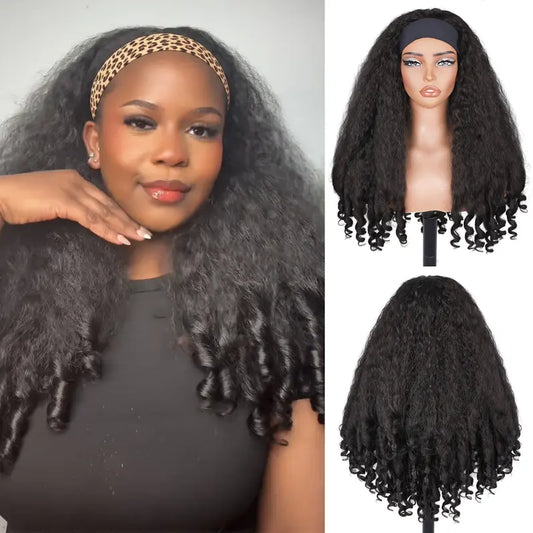 New Afro Headband with Curly in the End Wig Synthetic Hair Texture