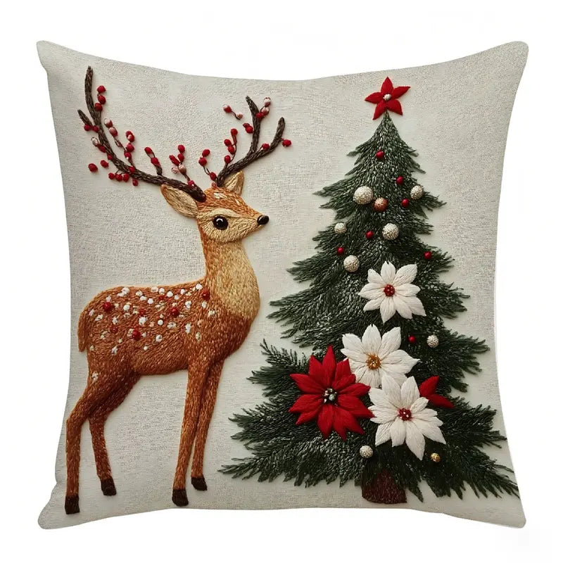 🎄Set of 4 Neutral Square Christmas Decorative Throw Pillows