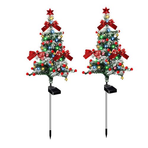 🎄 4-Pack 31.5-Inch Solar Lighted Christmas Trees Outdoor