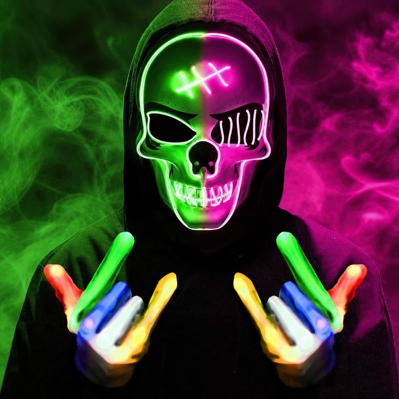 🎃Halloween Sale🎃Halloween Aesthetic LED Skull Mask - Plastic Cosplay Mask