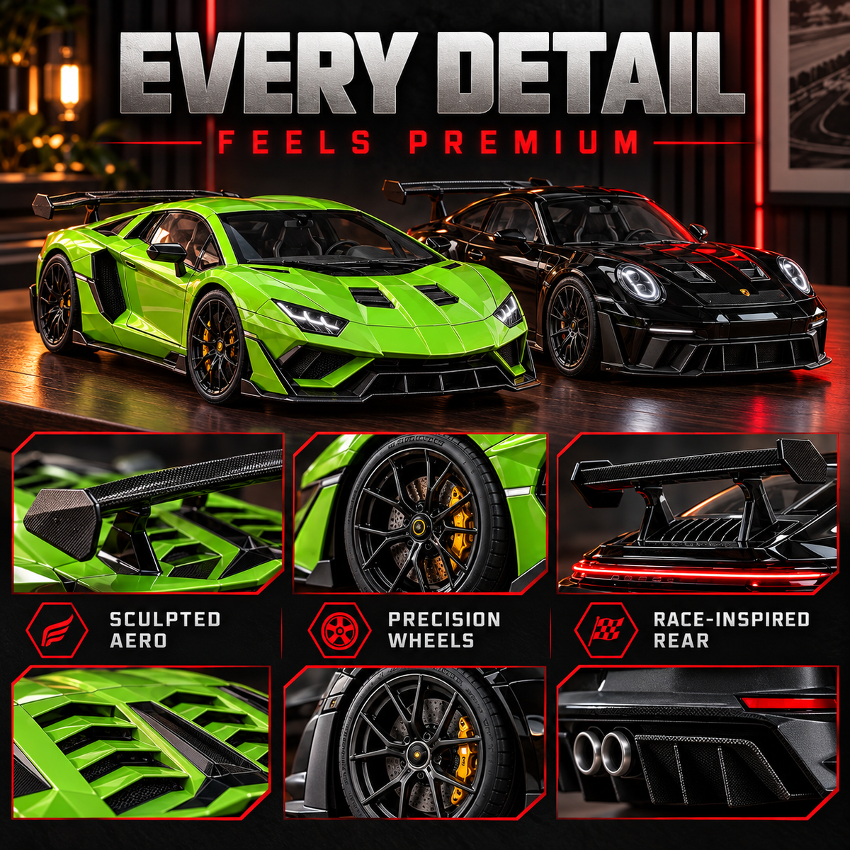 🏎️💨 Track-Inspired Sports Car Display Model – Exhaust Mist Effect Collector Decor!!!