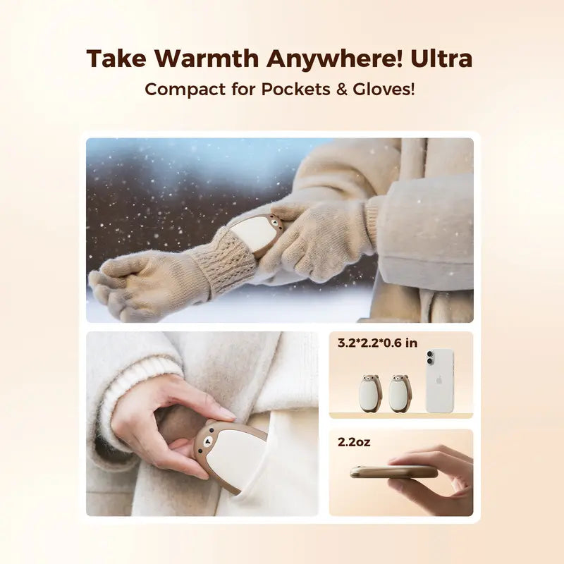 ❄️ 2 Pack Magnetic Bear Hand Warmers | Split Design, 3 Heat Settings, Perfect Christmas Gift🎁