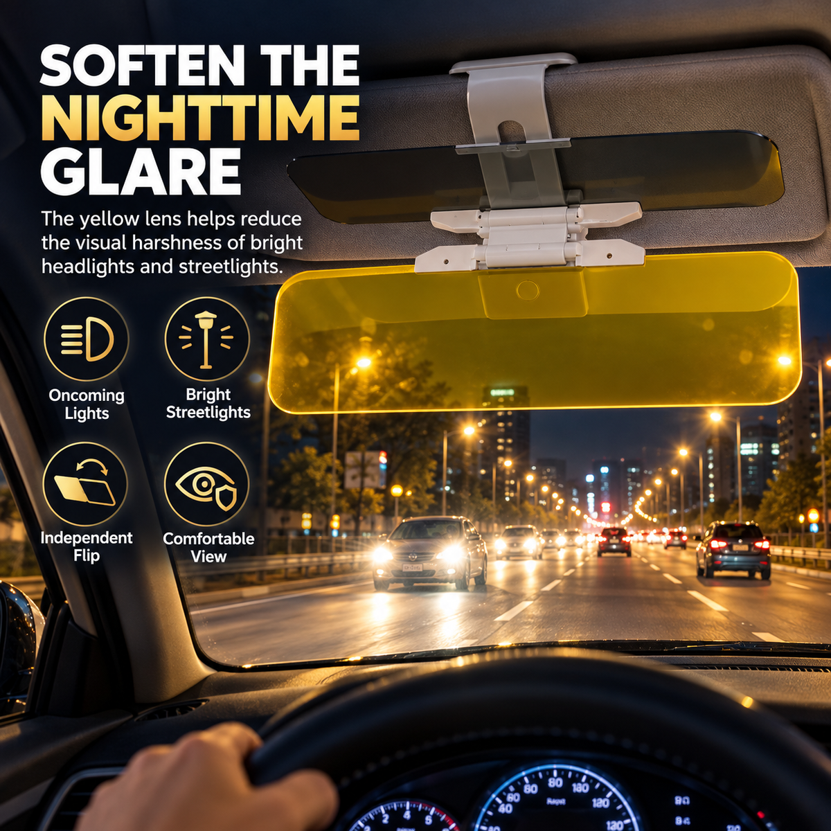 ☀️ 2-in-1 Day & Night Anti-Glare Car Visor Extender – Adjustable Dual-Lens Driving Shield