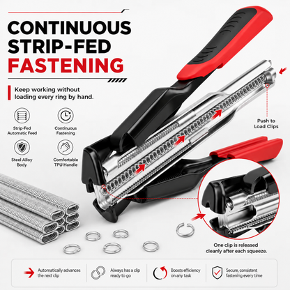 🔧⚡ Rapid-Feed C-Clip Fastening Pliers – One-Hand Auto-Feed Tool for Fences, Cages & Repairs