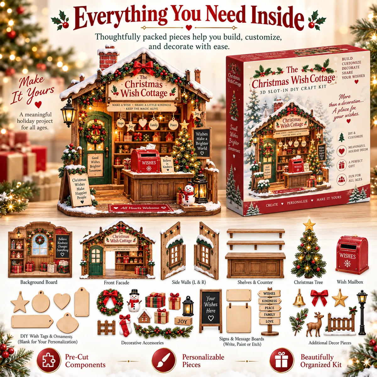 🎄 The Christmas Wish Cottage™-3D Slot-In DIY Christmas Craft Kit