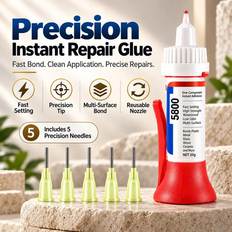 5800 Precision Repair Glue, Fast-Setting Multi-Surface Adhesive for Plastic, Metal, Glass, Wood, Ceramic and DIY Repairs