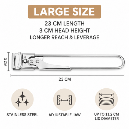 🫙 Adjustable Stainless Steel Jar Lid Opener – Long-Handle Easy-Grip Tool for Tight Jar Lids
