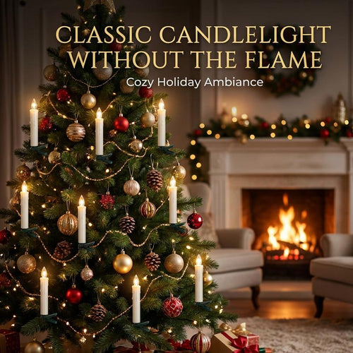 LED Flameless Candle Clip Lights with Remote, 10 Pack Battery-Operated Dimmable Lights with Timer, Flickering & Steady Modes, Batteries Included for Christmas Tree, Decorations for Room