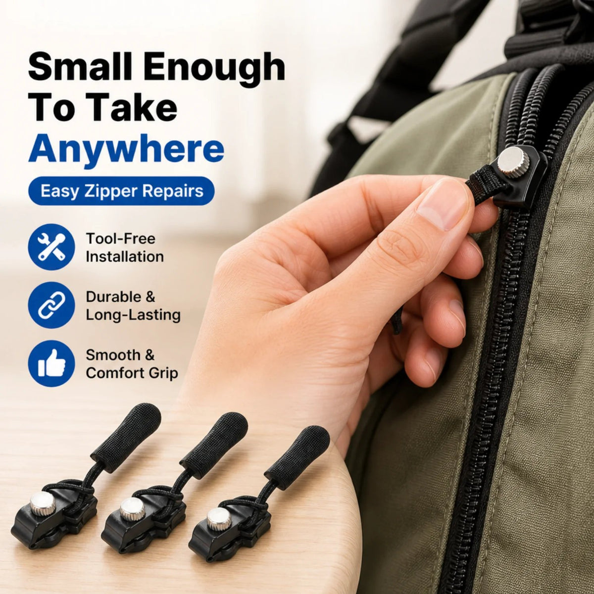 🔧 15pcs Universal Zipper Repair Tool | 3 Sizes Detachable Suitable