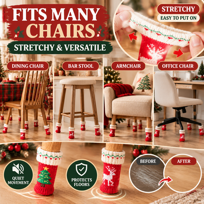 🎄 Christmas Chair Leg Socks – Festive Knitted Covers for Floor Protection