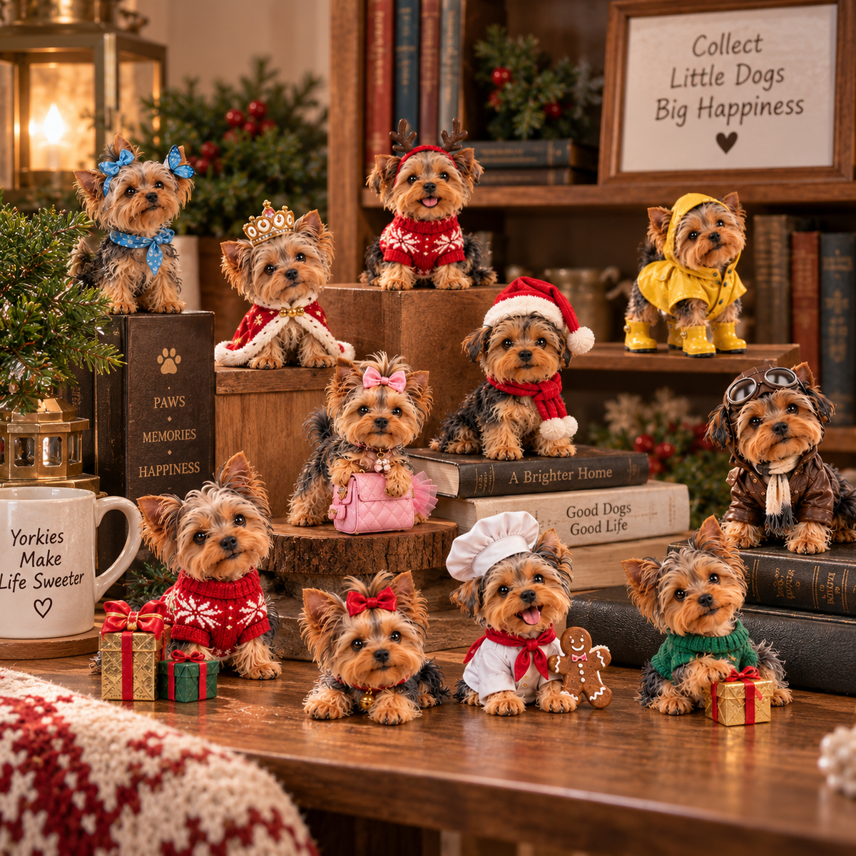 24 Days of Yorkshire Terrier – 24 Unique Yorkie Figurines | Christmas Collectible Gift Set