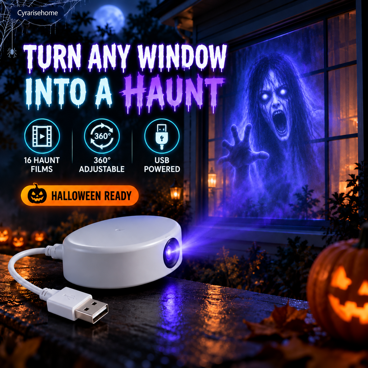Seasonal Window Projection Light, Halloween & Christmas Decor